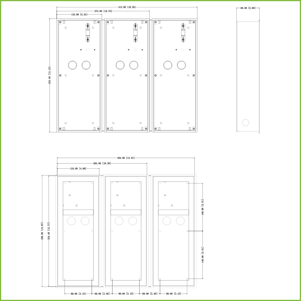 Caja de montaje para 3 módulos de Videoportero Dahua insertar / superficie para VTO4202F-X series