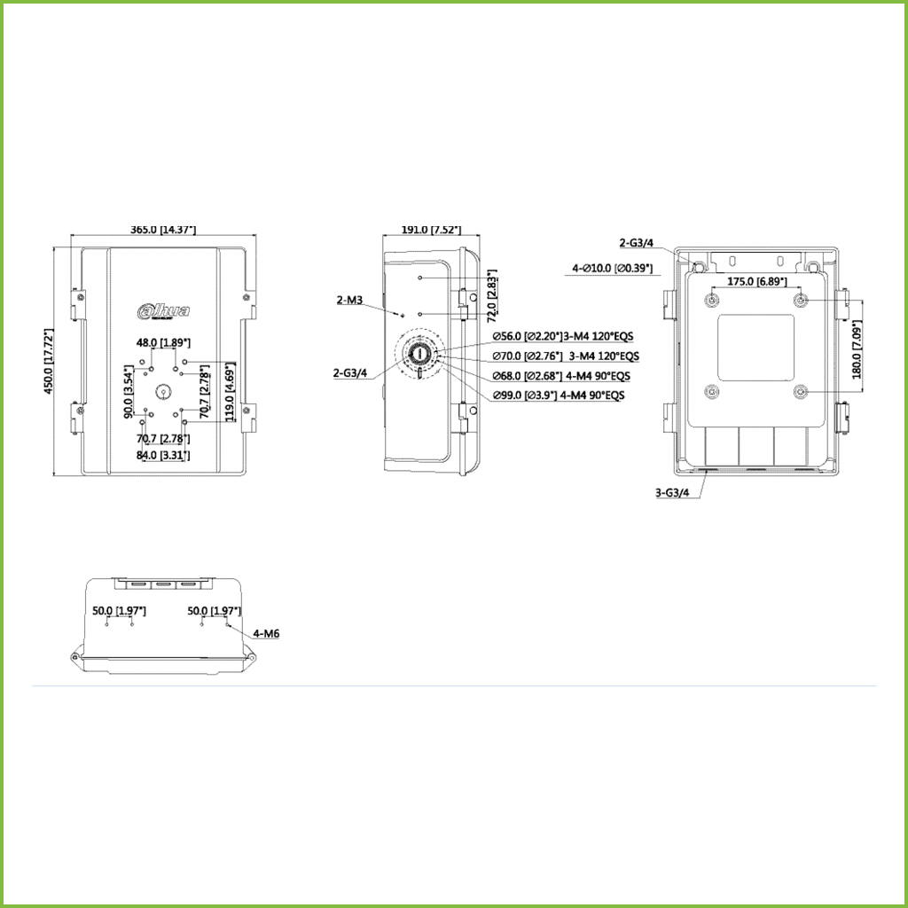 Caja alimentación y conexiones para alimentadores, switch, MNVR y dispositivos de protección