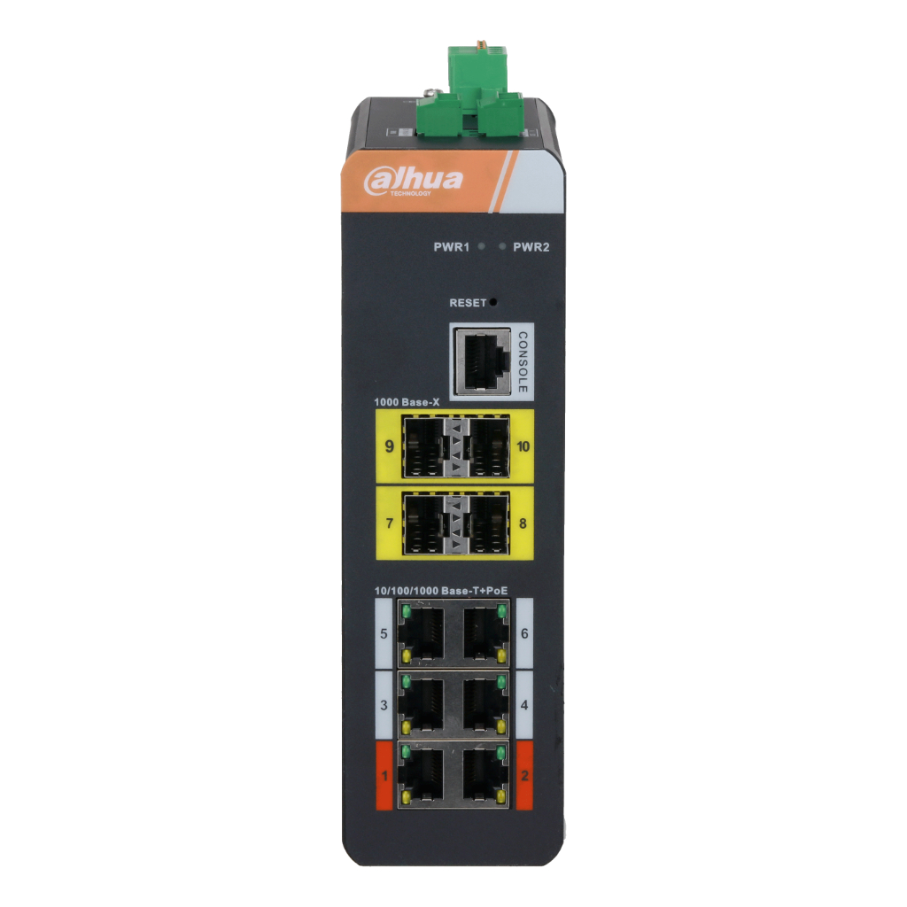 Switch PoE 2.0 Industrial 6 puertos Gigabit +4SFP Uplink Gigabit 120W Manejable Layer2
