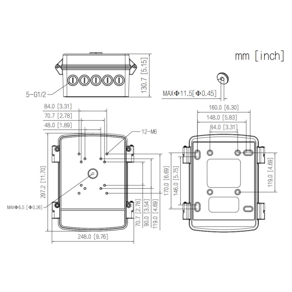 Caja alimentación y conexiones Anticorrosión IP66 para PTZ e IPC