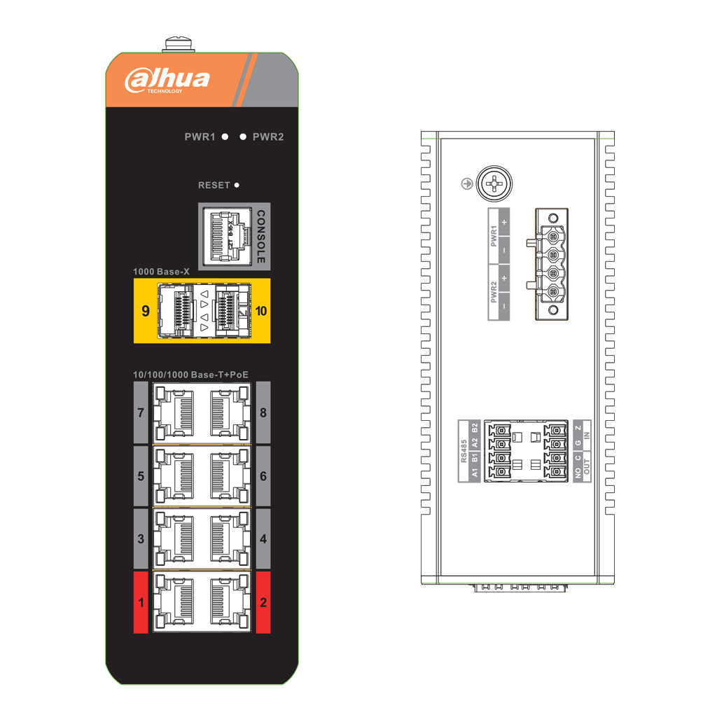 Switch PoE 2.0 Industrial 8 puertos Gigabit + 2SFP Uplink Gigabit 120W Manejable Layer2