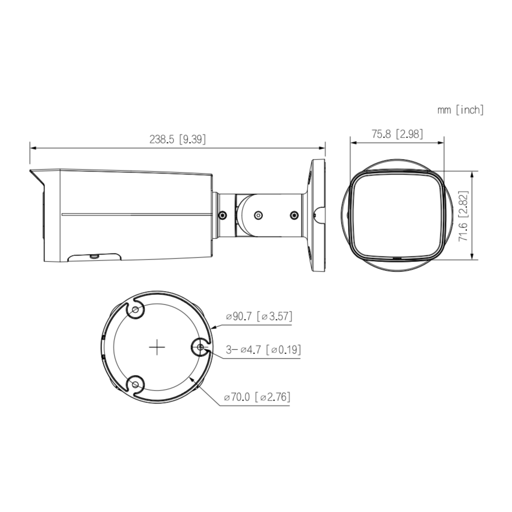 Tubular IP H265 4M DN WDR Starlight IVS SMD IR60m 2.7-13.5VFM IP67 PoE SD MIC AI