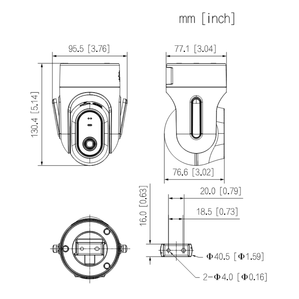 Cubo PT IP H265 2M DN IR10m 3.6mm Wifi Audio SD 5V MIC