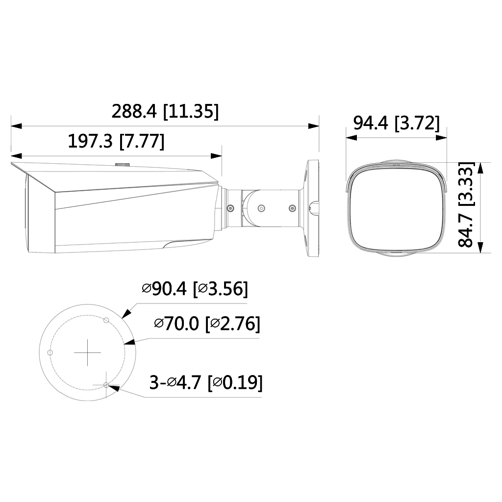 Tubular IP TiOC 3.0 H265 5M WDR Iluminación Dual LED30m/IR30m 2.8mm IP67 PoE MIC AUDIO E/S AI