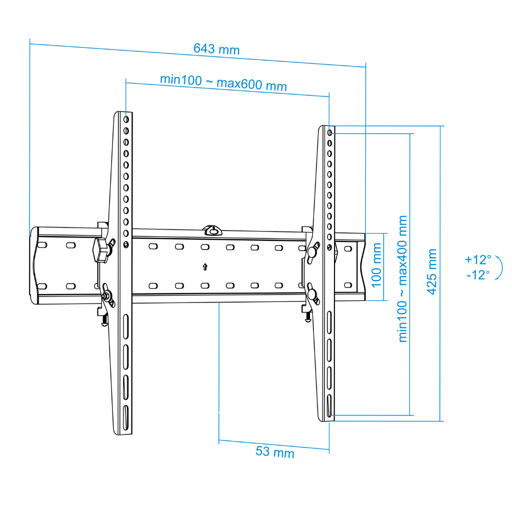 Soporte Pared Monitores 37"-70" hasta 40kg. Inclinación +12°/-12°