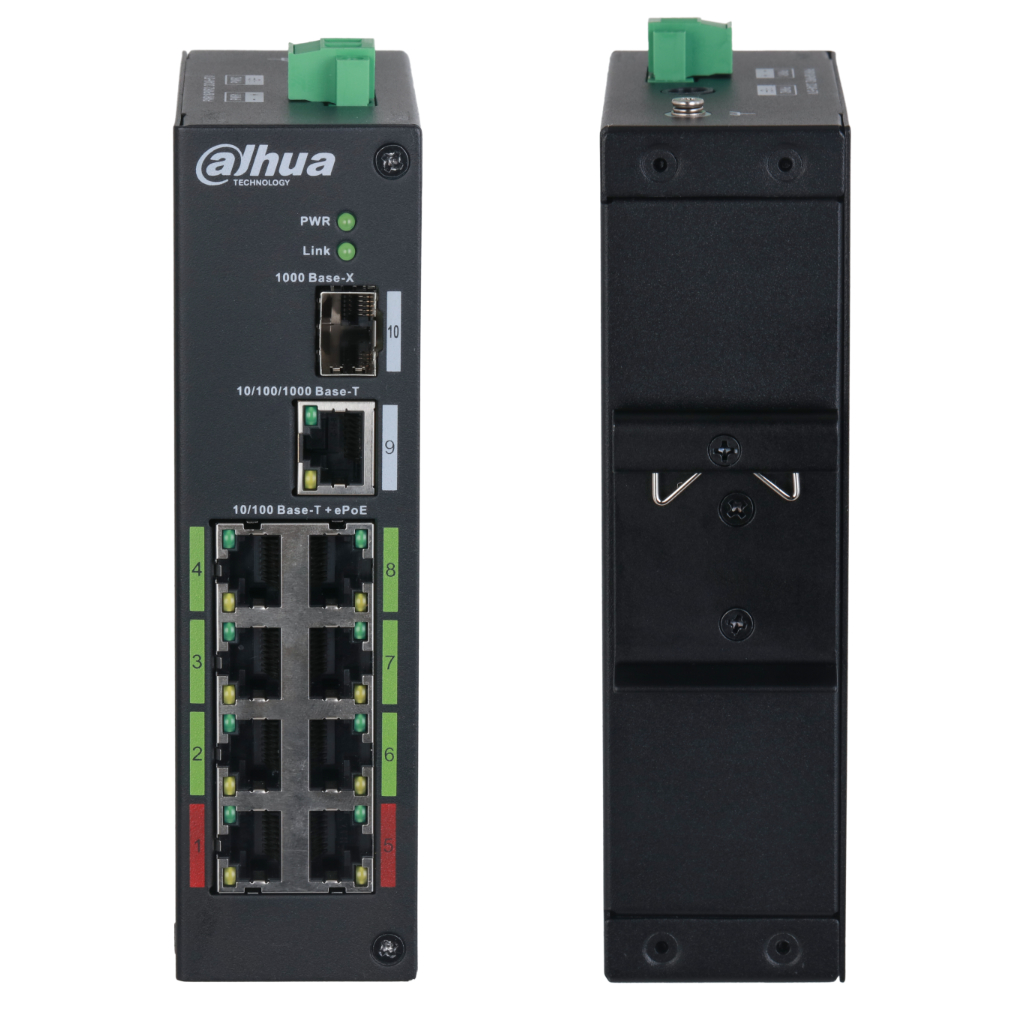 Switch Rango Temp Extendida ePoE 8 puertos 10/100 + 1RJ45 Uplink Gigabit + 1SFP Gigabit 120W No_Manejable Layer 2