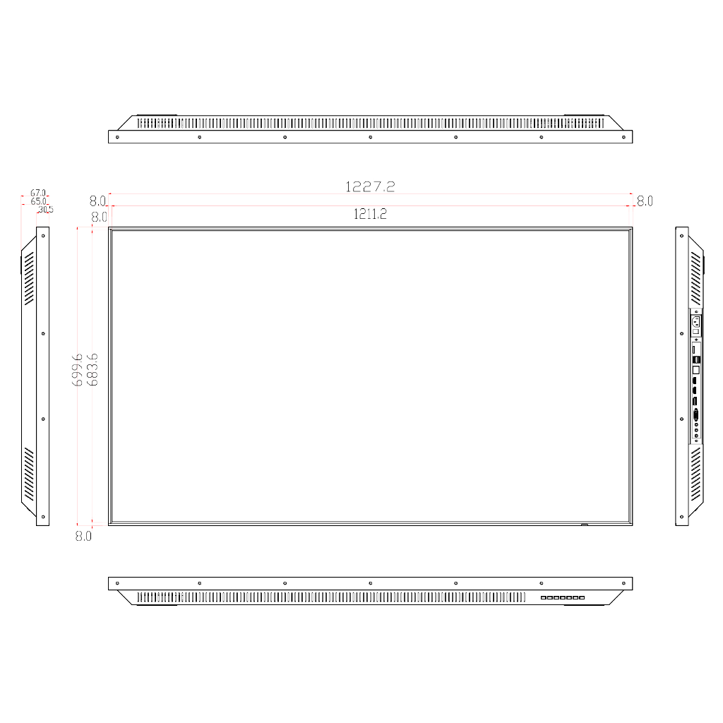 Monitor 55" Dahua para Seguridad 24/7 Metálico VGA/HDMI/DP/Audio/USB Multimedia/RS232 16:9 4K