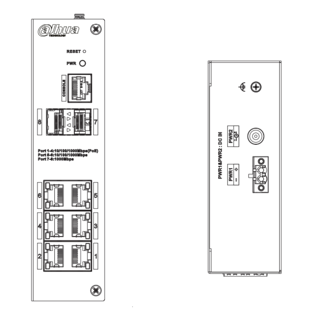 Switch Hardened PoE 6 puertos Gigabit +2RJ45 Gigabit +2SFP Gigabit 90W Manejable Layer2
