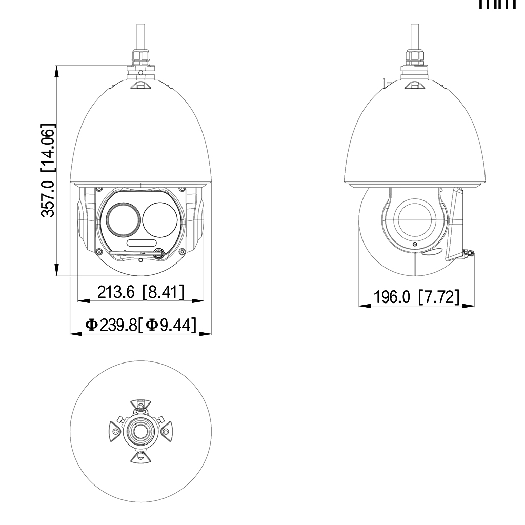 Domo PTZ Híbrido IP Termográfico 640*512 19mm + Visible  4M DN WDR IR100m 45x IP66 36Vdc PoE AUDIO E/S