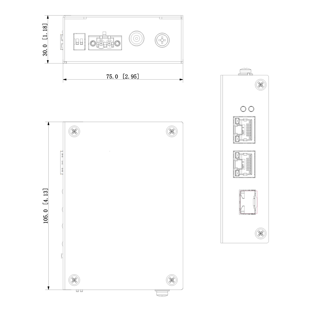 Switch Hardened PoE 2.0 2 puertos (1p 10/100 + 1p Gigabit) +1SFP Uplink Gigabit 60W No_Manejable Layer2