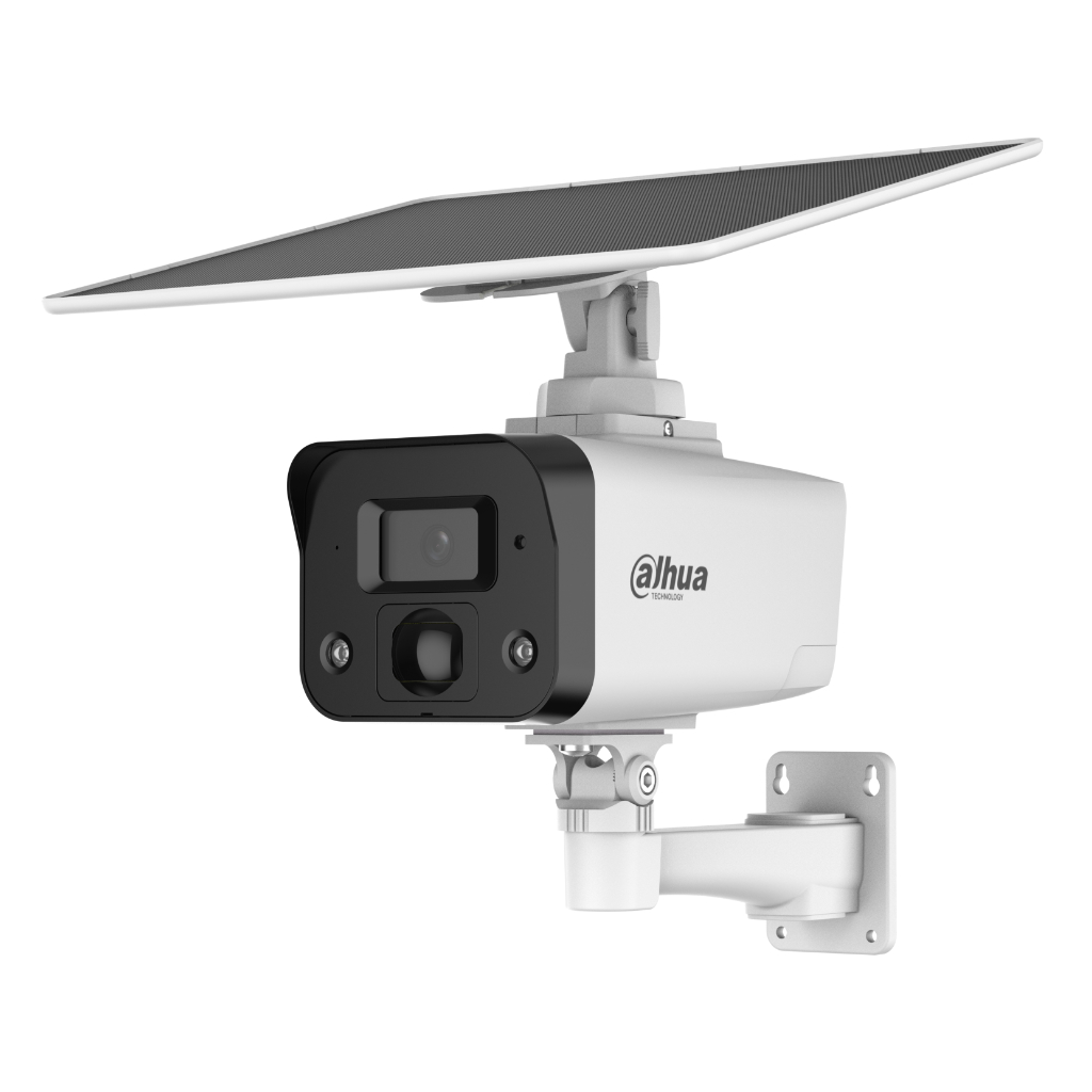 Tubular IP H265 4M Iluminación Dual LED20m/IR30m 3.6mm IP67 PIR MIC/Altavoz E/S 4G AI + Panel Solar
