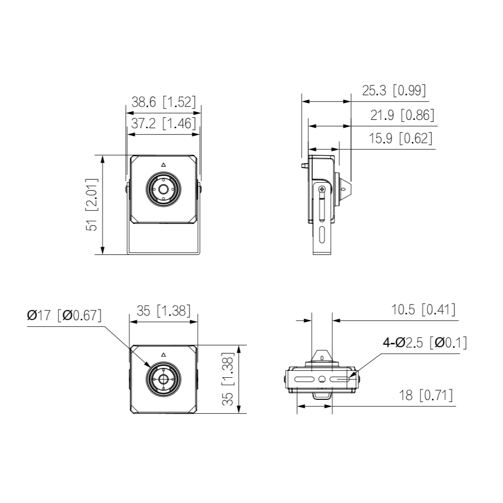 Minicámara IP H265 Pinhole 2M WDR 2.8mm AUDIO E/S + Unidad principal AI