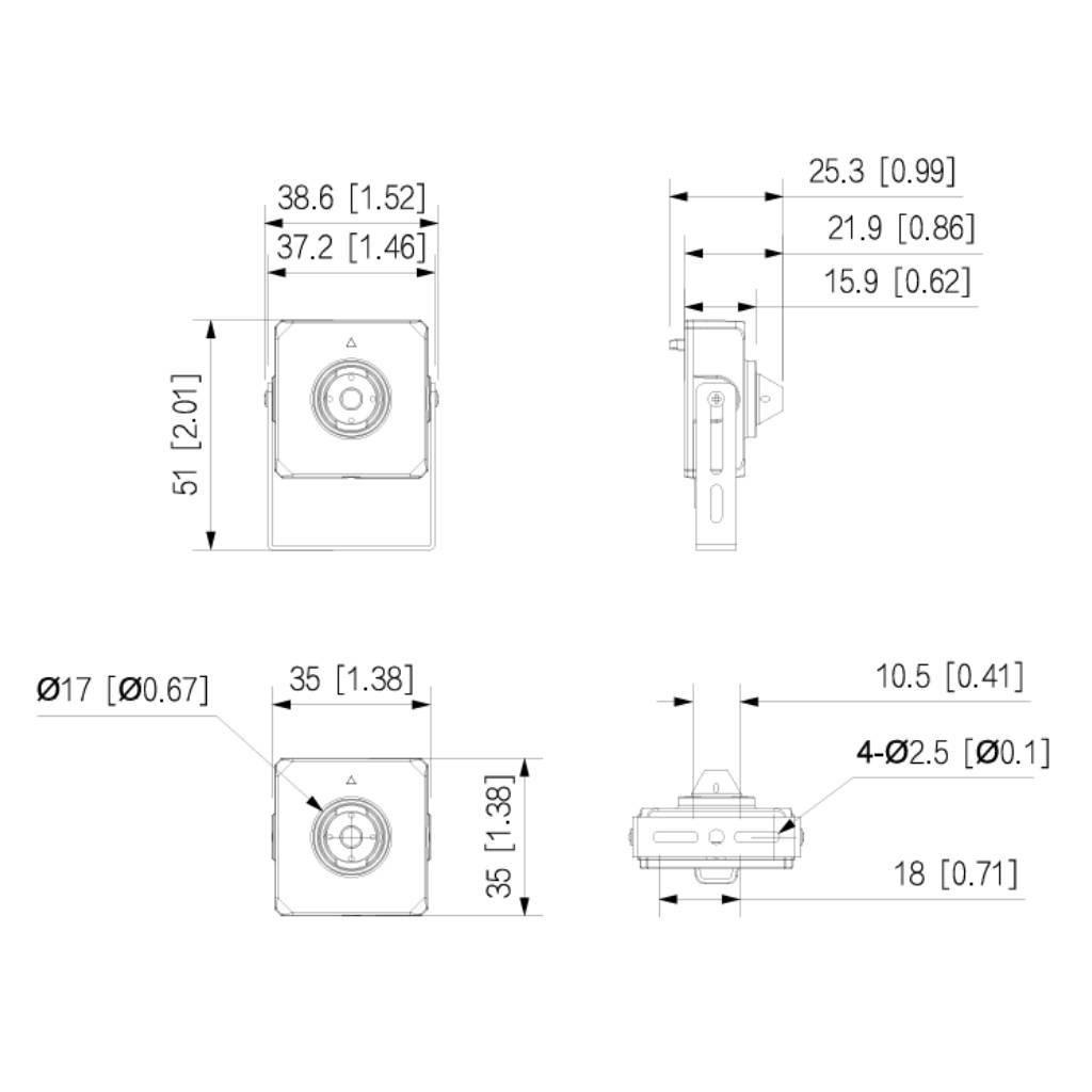 Minicámara IP H265 Pinhole 4M WDR 2.8mm AUDIO E/S + Unidad principal AI