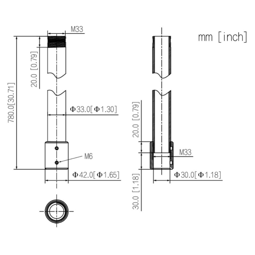 Extensión de 780mm para el soporte de montaje en techo PFB220C