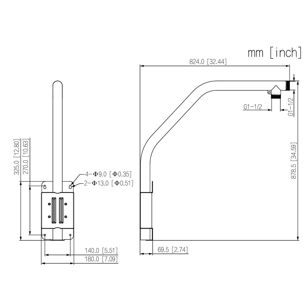 Soporte para montaje en pared tipo parapeto para PTZ