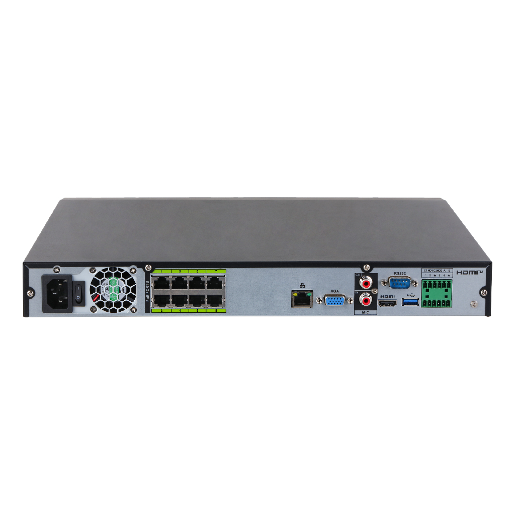 NVR 8ch 512Mbps 4K H265 HDMI 8PoE 2HDD E/S AI