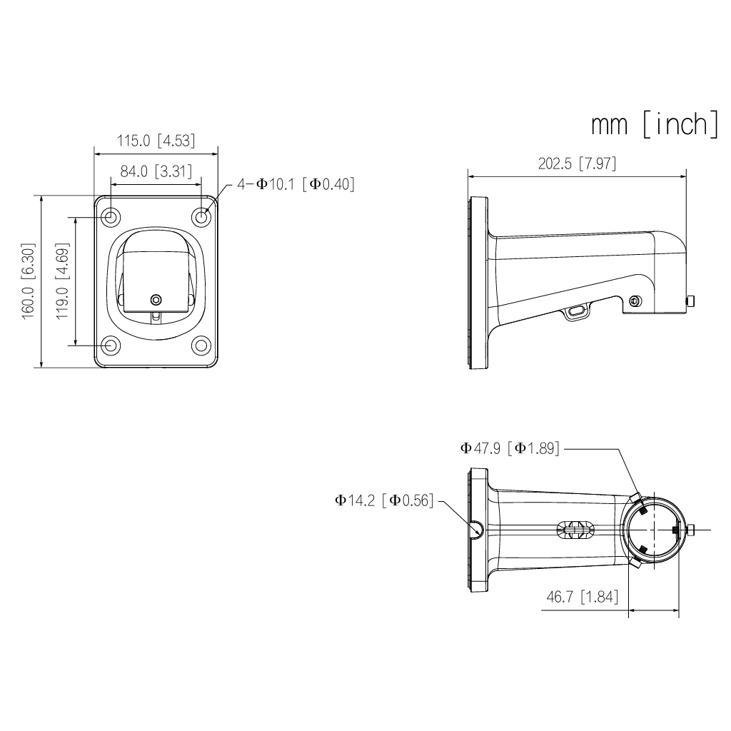 Soporte para montaje en pared para Speed Dome y MiniDomos