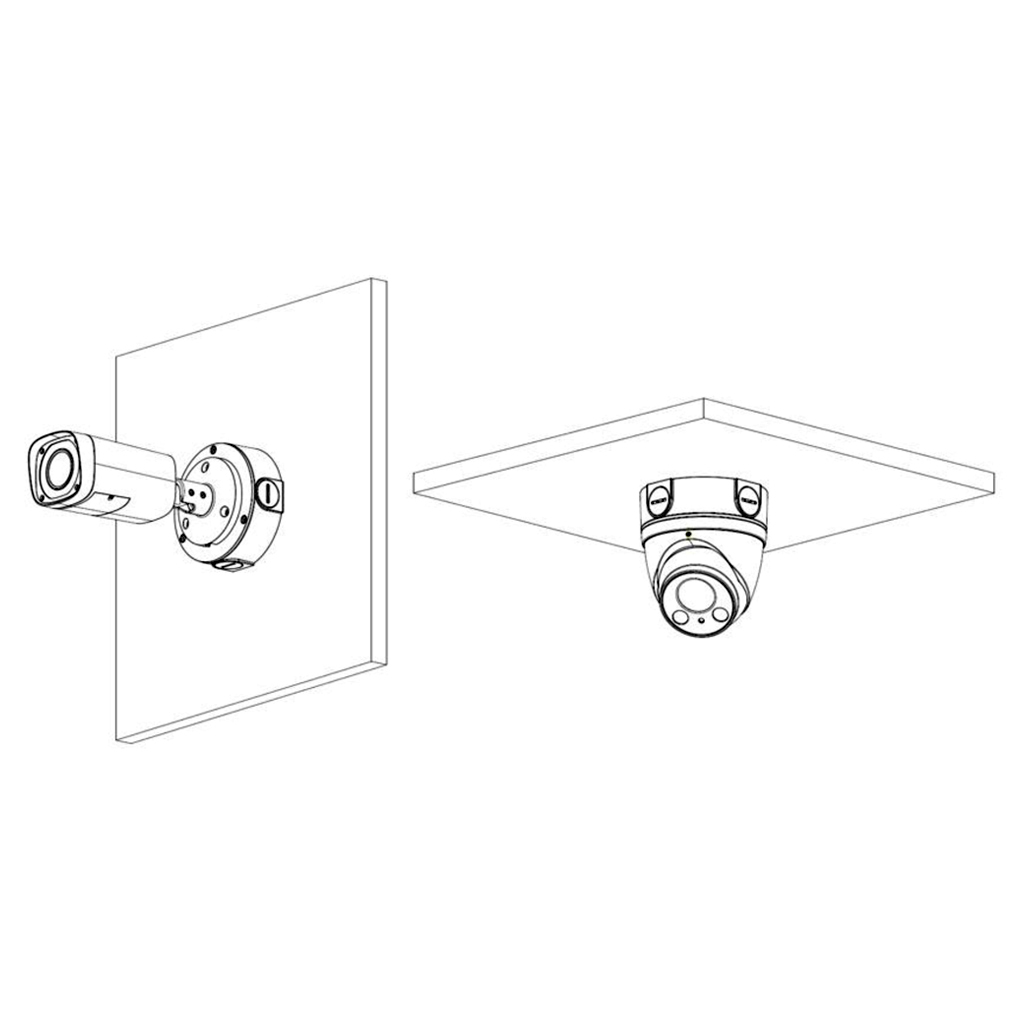 Caja conexiones impermeable para cámaras tubulares y Minidomos Dahua con anclaje en 3 puntos
