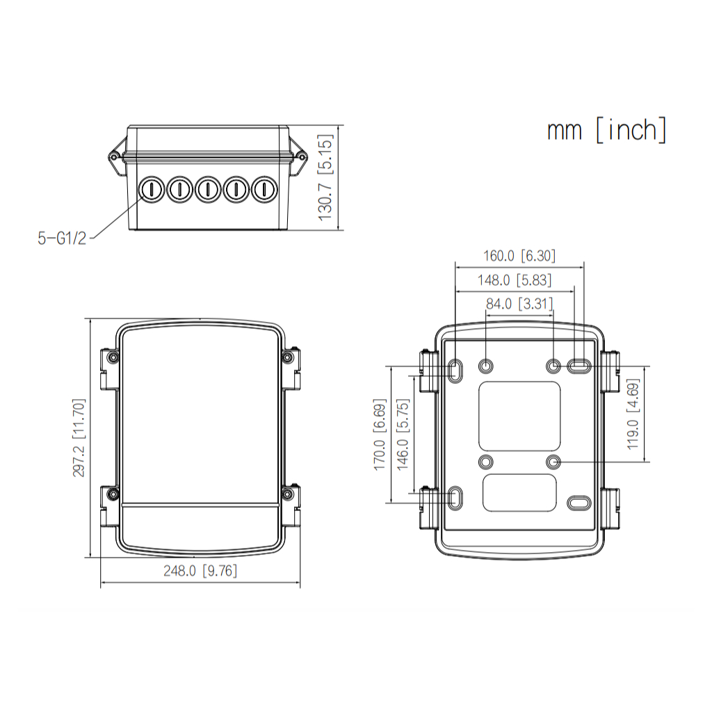 Caja alimentación y conexiones Water-proof IP66 para cámaras. Adaptable