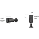 Tubular IP H265 4M Iluminación Dual LED20m/IR15m 2.1mm IP66 PIR MIC/Altavoz WiFi AI color negro con batería + Panel Solar