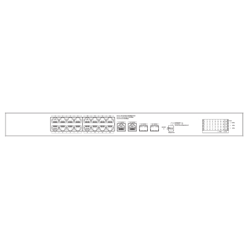 Switch PoE 16 puertos Gigabit + 2 Uplink Gigabit RJ45 + 2SFP Gigabit 240W Gestionable en Cloud Layer2