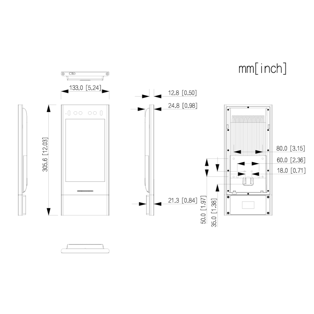 Lector Autónomo LCD 8" táctil de Reconocimiento Facial+PIN+Tarjeta+QR+venas de la palma WiFi 2.4GHz IP65