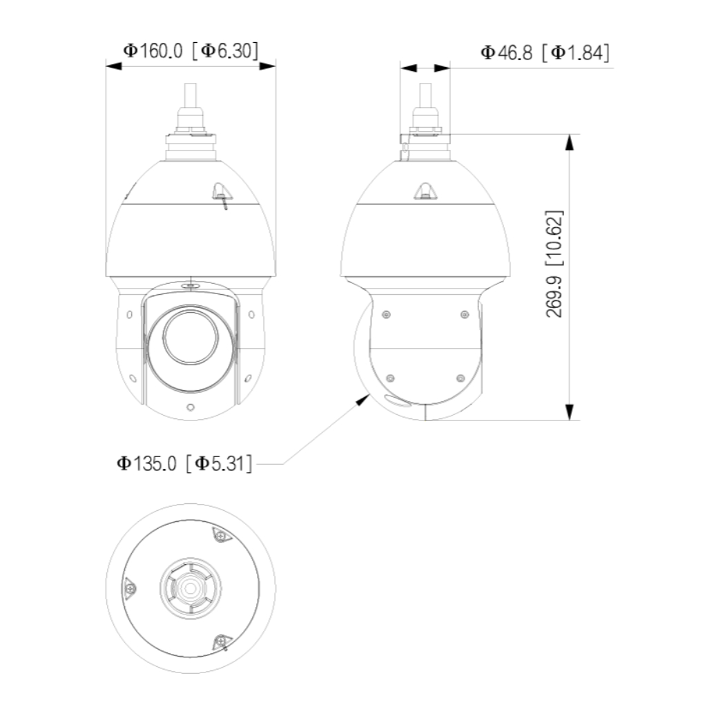 Domo PTZ IP 8M H265 Iluminación Dual LED100m/IR100m 25x IP67 PoE AUDIO E/S AI