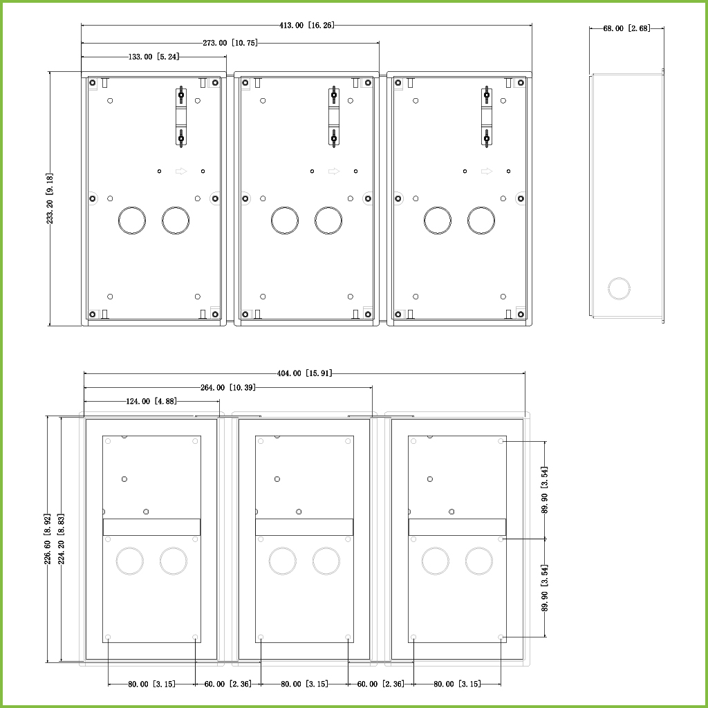 Caja de montaje para insertar y en superficie para VTO4202F-X series