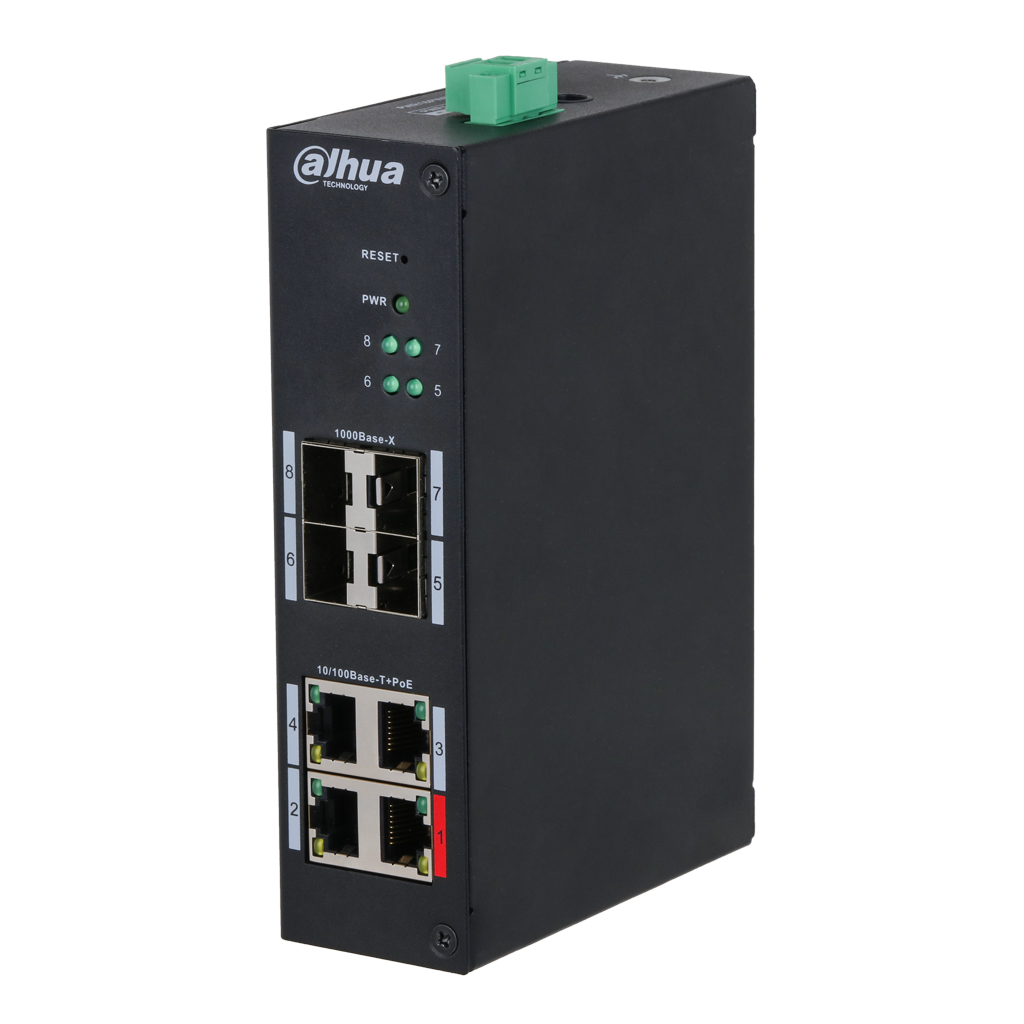 Switch Hardened PoE 4 puertos 10/100 +4SFP Gigabit 96W Gestionable Layer2