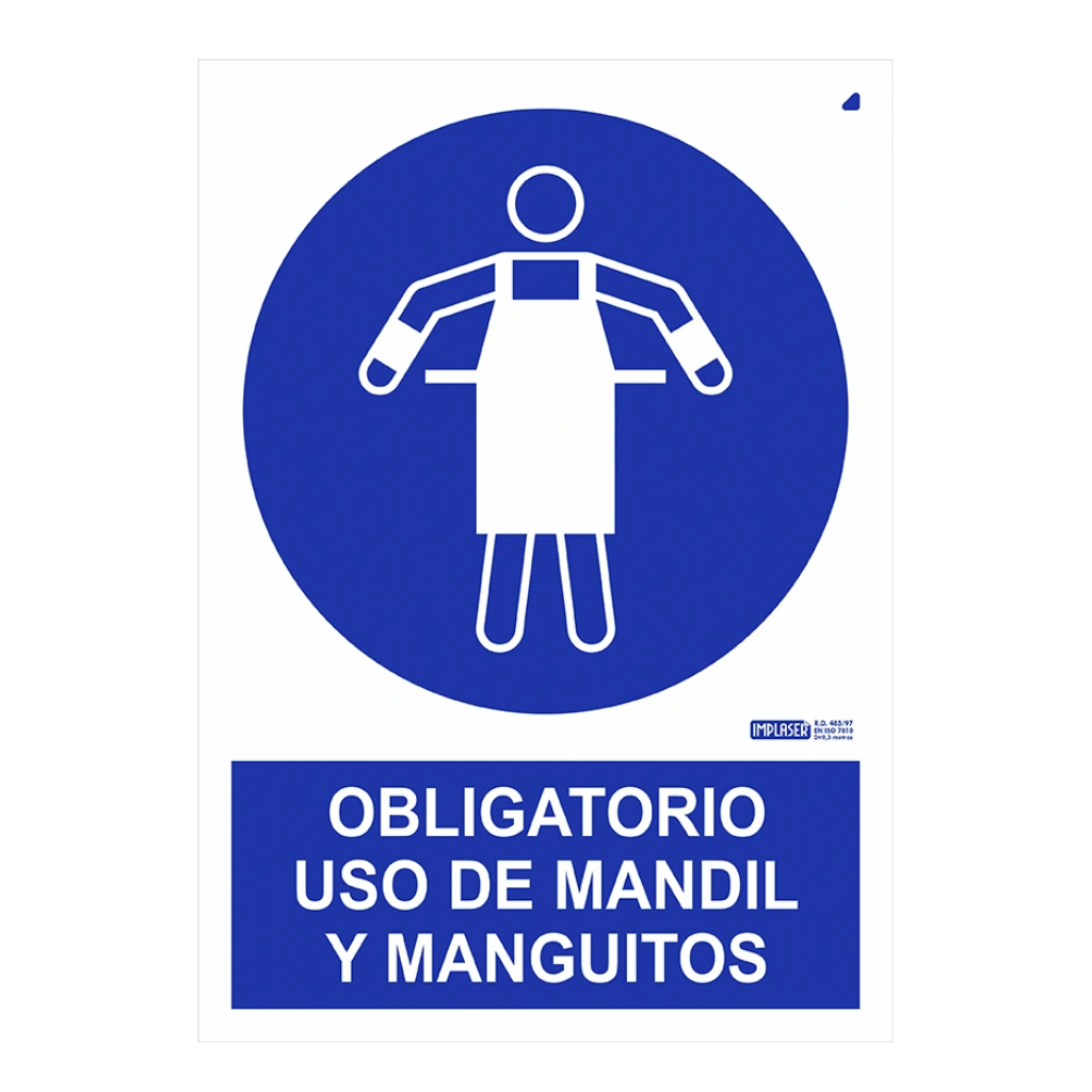 Señal obligatorio uso de mandil y manguitos 29,7x21cm