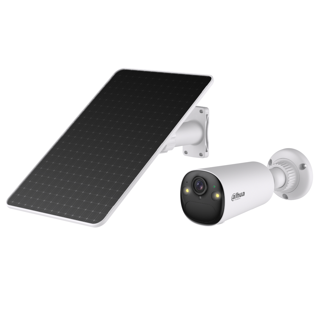 Tubular IP H265 4M Iluminación Dual LED20m/IR15m 2.1mm IP66 PIR MIC/Altavoz 4G AI con batería + Panel Solar