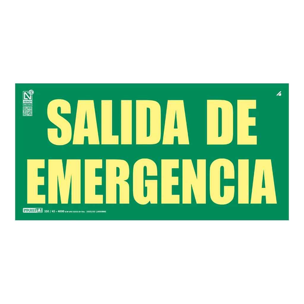 Señal salida de emergencia Clase A 64x32cm. 20m