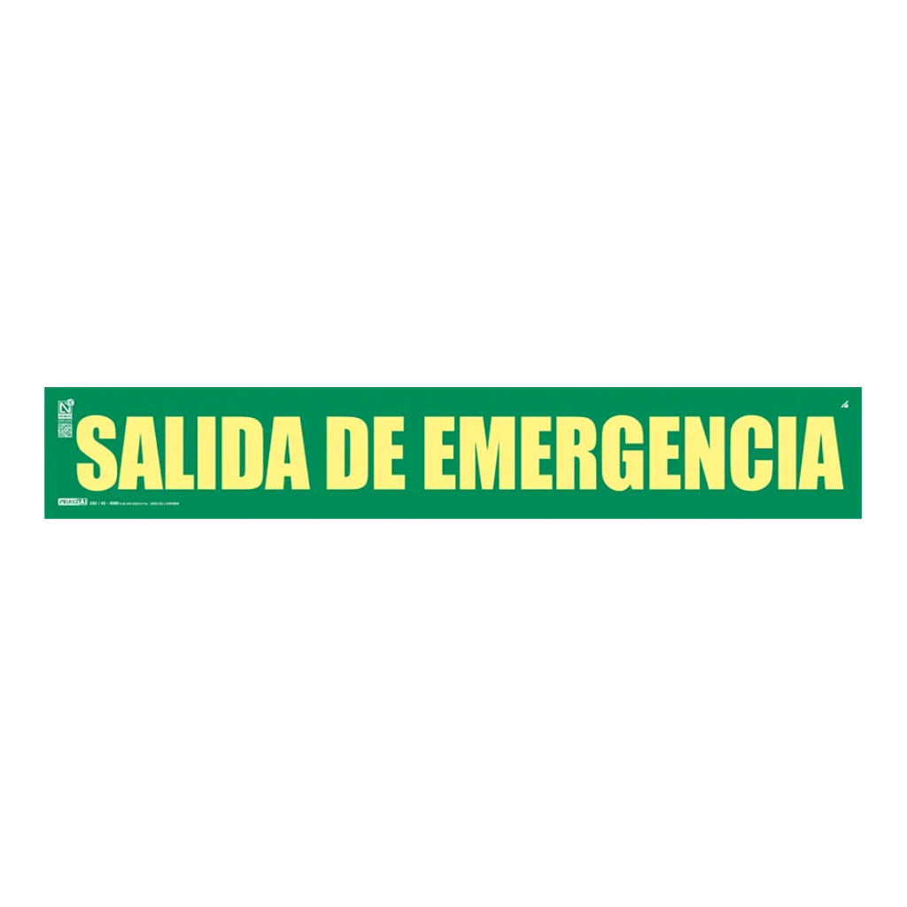 Señal salida de emergencia Clase A 65x10,5cm. Observación reducida a 7m