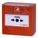 Pulsador convencional color rojo. Para instalación en interiores. Montaje en superficie. Rearmable