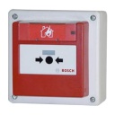 Pulsador alarma exterior rearmable. Montaje superficie. Color rojo