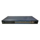 Switch Smart PoE 24 puertos Gigabit + 2RJ45 Uplink Gigabit + 2 Combo Gigabit RJ45/SFP Uplink 370W Gestionable